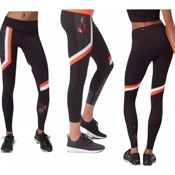 Sweaty Betty Leggings Zero Gravity 7/8 Crop Run Glitch Athletic Black Orange S - Picture 1 of 5